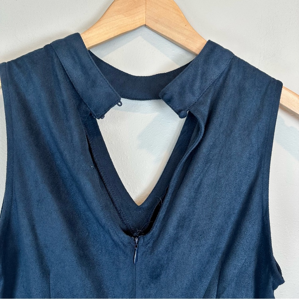 Altar’d State Faux Suede Navy Blue Sleeveless Mini Dress Peep Hole Halter Neck - Picture 7 of 10